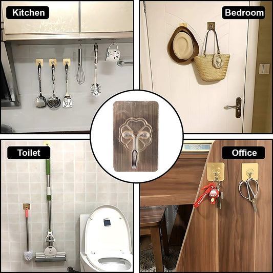 Plastic Adhesive Sticky Waterproof and Oil Proof, Wall Hook (5.5×3.5 Cm & 10 Pc)