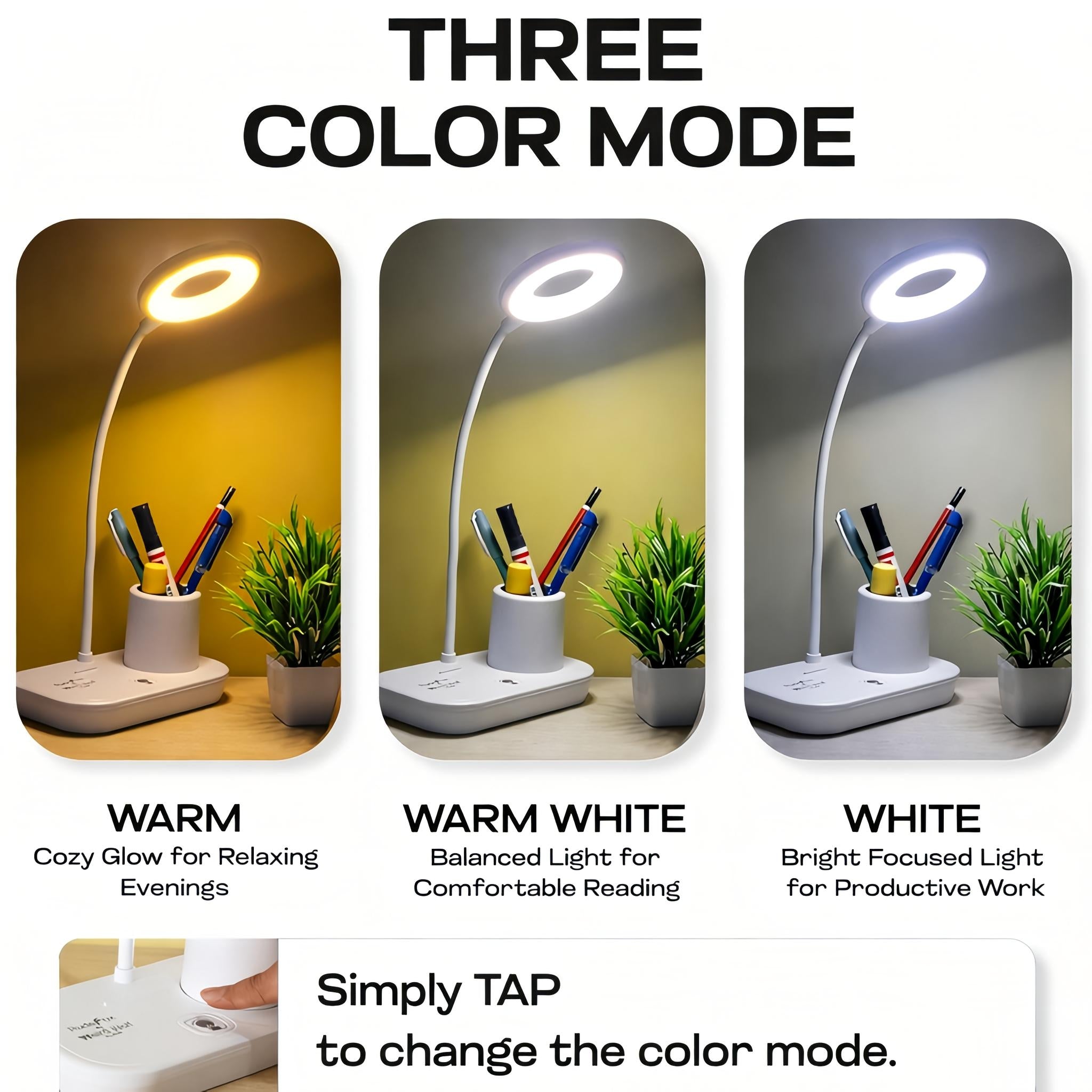 3 IN 1 LED LAMP (White, warm, natural light )