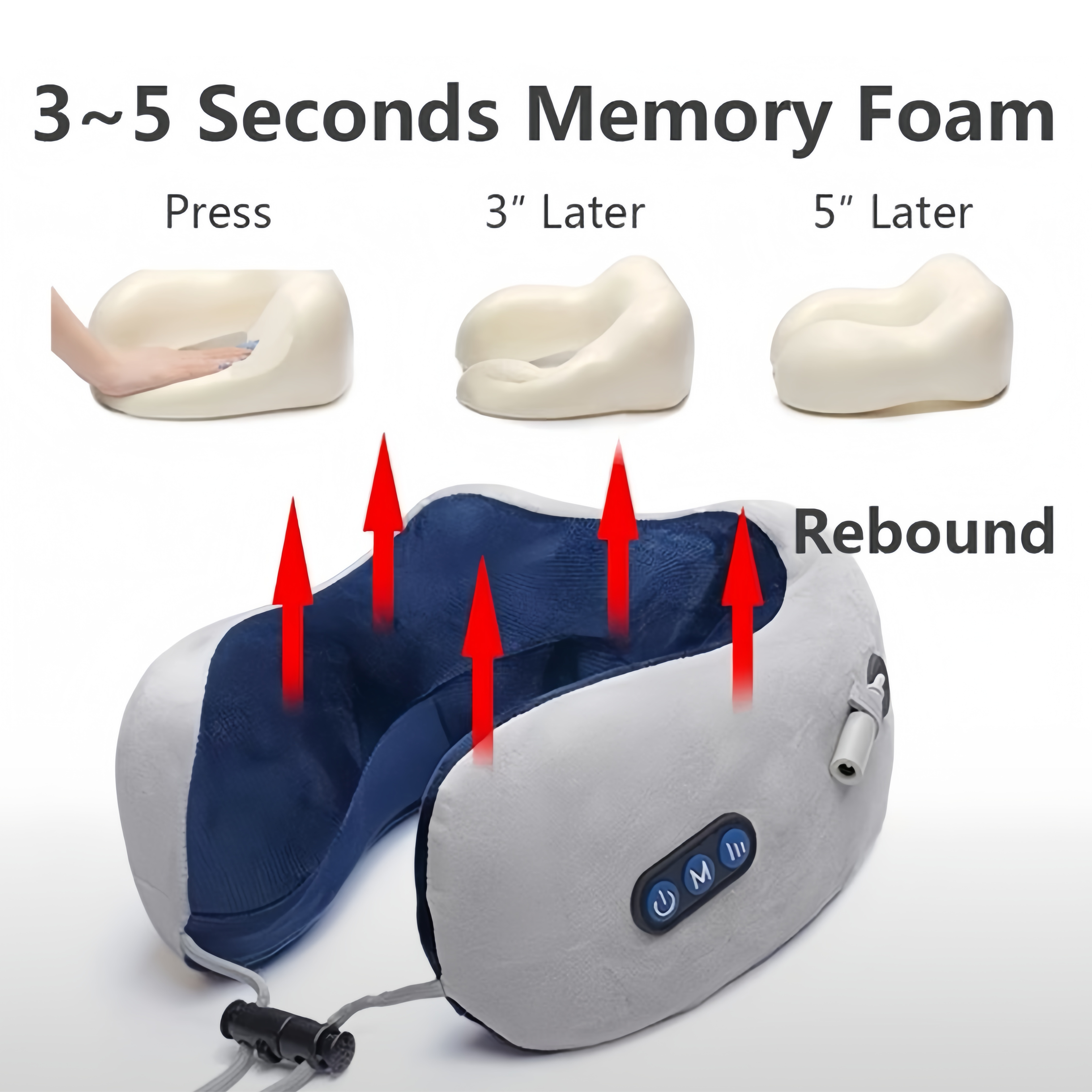 U-Shaped Travel Neck Massage Pillow With C type Charging