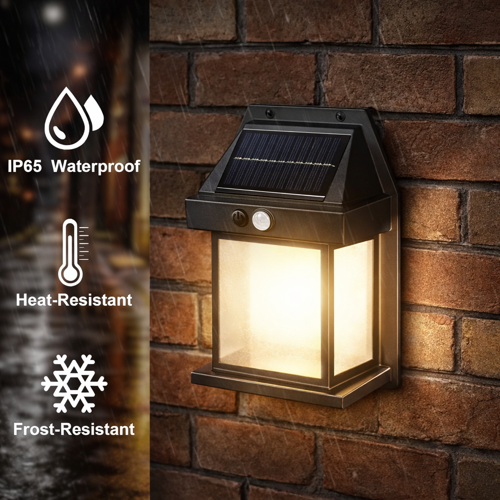 Solar Wall Lights Outdoor Motion Sensor Waterproof LED 2 PC