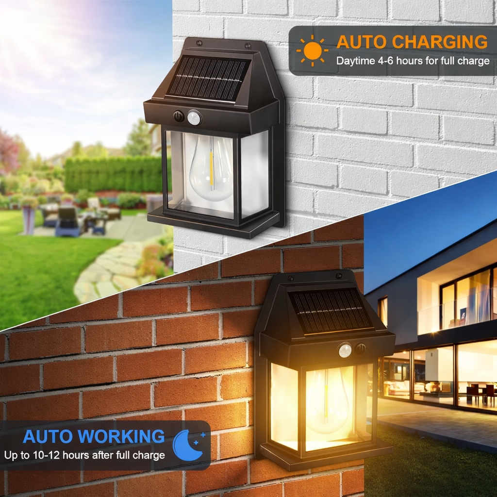 Solar Wall Lights Outdoor Motion Sensor Waterproof LED 2 PC