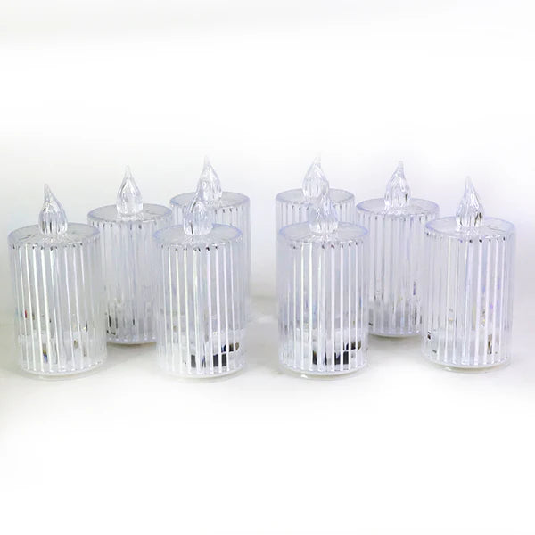 Premium Crystal Effect LED Flameless Candle Lights (8 Pc)